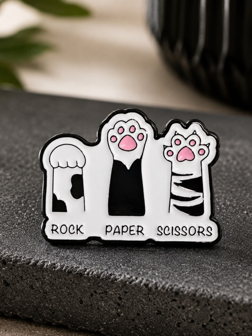 2 for $18 Rock Paper Scissors Cat Paw Enamel Pin/Brooch- Gag Gift New